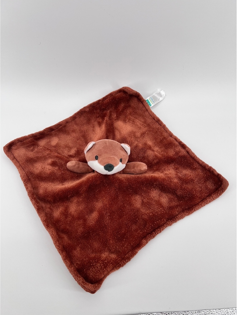 Child of Mine Made by Carter's Fox Security Blanket Rust Brown Plush Satin Lovey